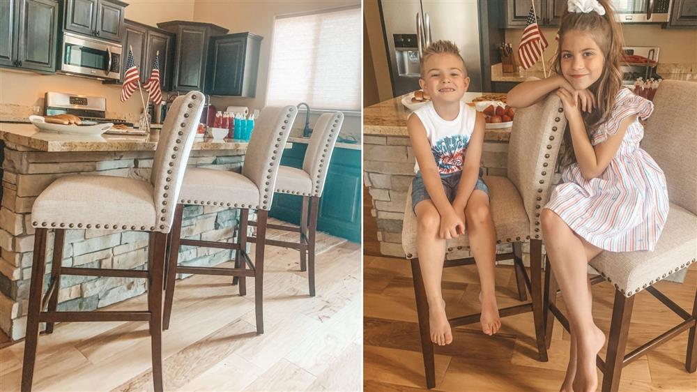 barstools side by side kids sitting on barstools